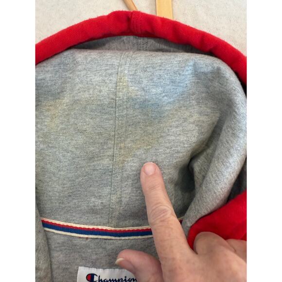 Champion Authentic Sweatshirt Mens Size Large Graphic Logo Pullover Red Hoodie - Picture 6 of 11